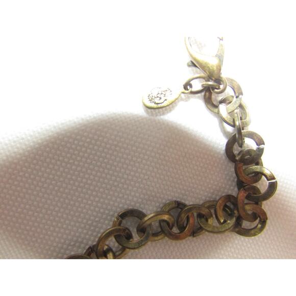 VTG Premier Designs Necklace Gold Tone Red Marble Glass Bead Chain 16.5" Cottage - Picture 3 of 6
